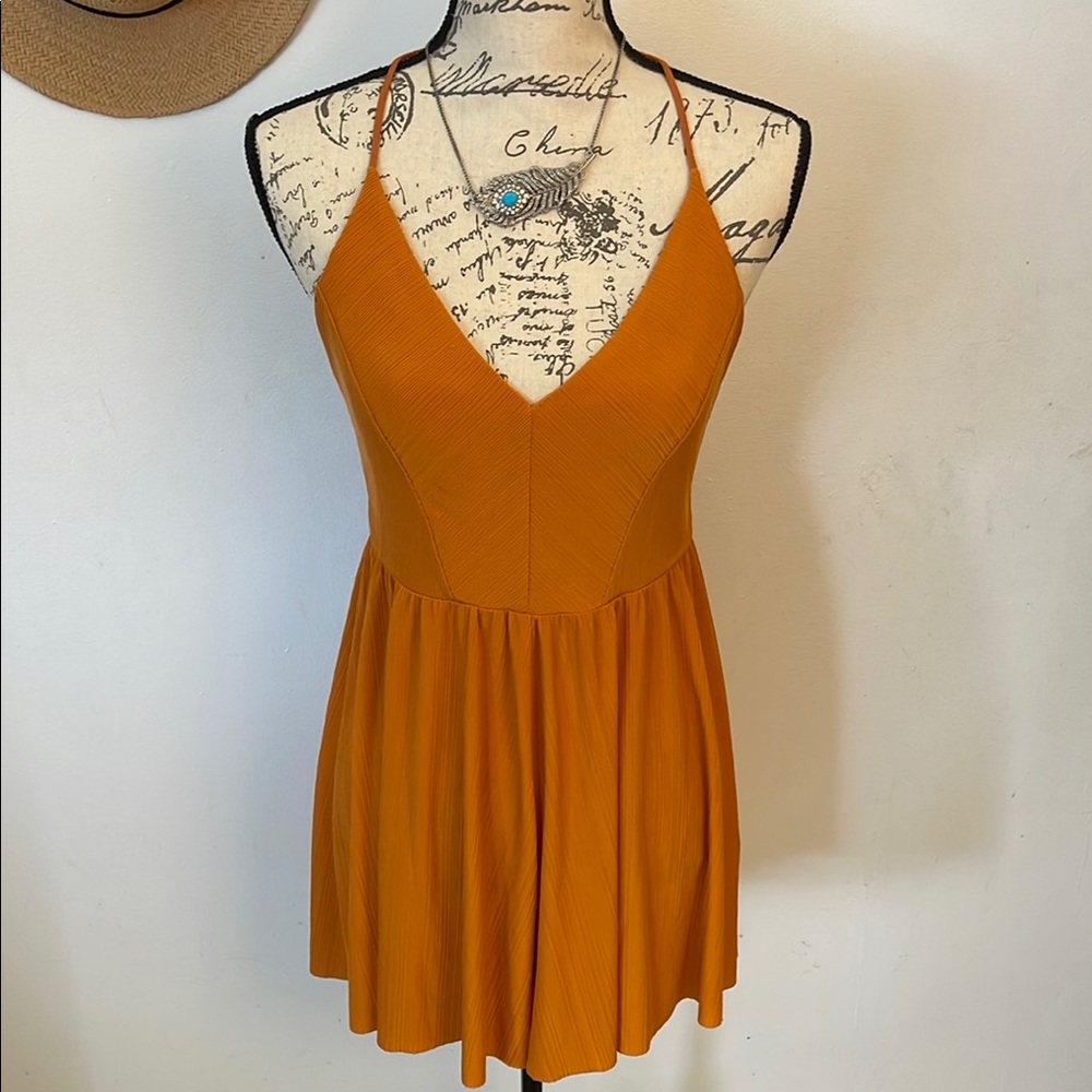 ZARA | Women’s Mustard Yellow Halter Neck Romper Jumpsuit Size Small
